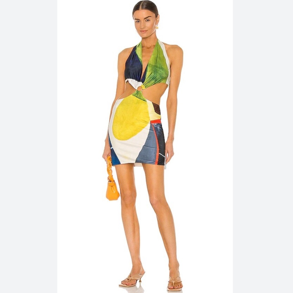 Farai London Gaia Cut Out Mini Dress AS SEEN ON KYLIE JENNER Medium Multicolor